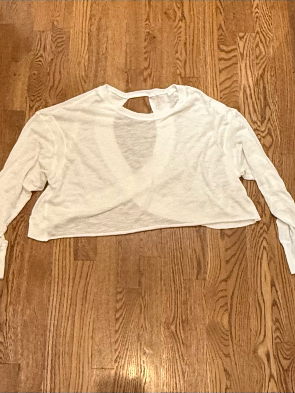 FP Movement by Free People White Cropped Long-Sleeve V-Neck Top